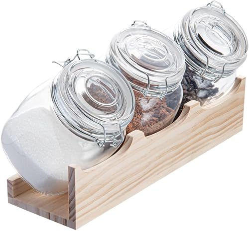 Miniatura 7 de Restaurantware Vetri - Tarros de vidrio de 30.4 onzas, 3 piezas, lavables en platos, para galletas, sellado hermético, para el calor y el frío,