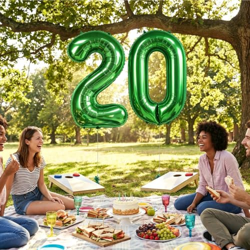Image of Number Balloons Green Party Balloon - Giant Number 20 Balloon, 40 Inch Large Balloon for St. Patrick's Day Games Theme Birthday Decoration, Girls Boys Party Supplies