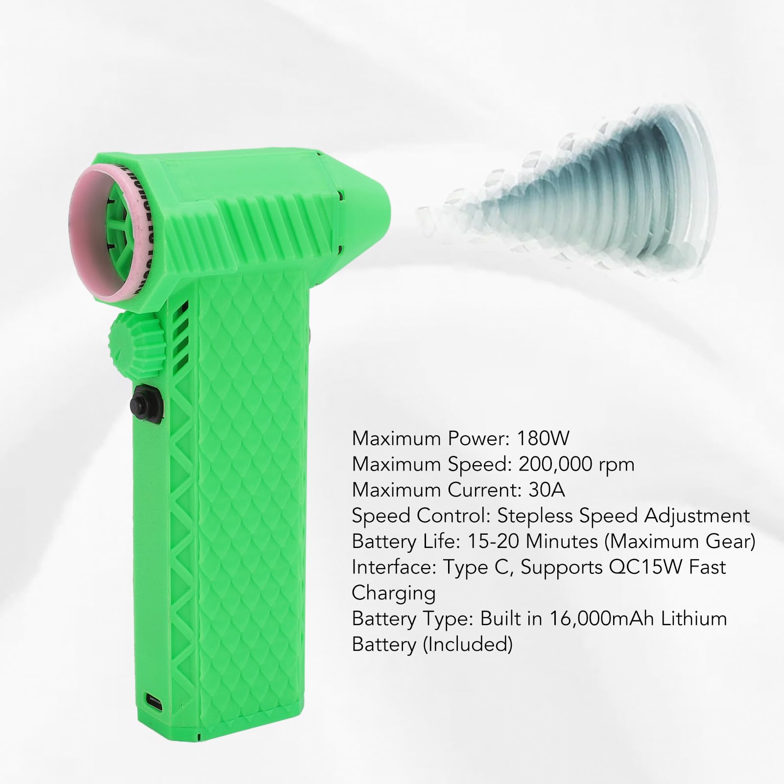 Super Air Blower, 300.000 RPM Compacte Lichtgewicht Jet Dry Blower met Traploze Snelheidsaanpassing, Type C Snel Opladen, voor Computertoetsenbord Buitenshuis Auto
