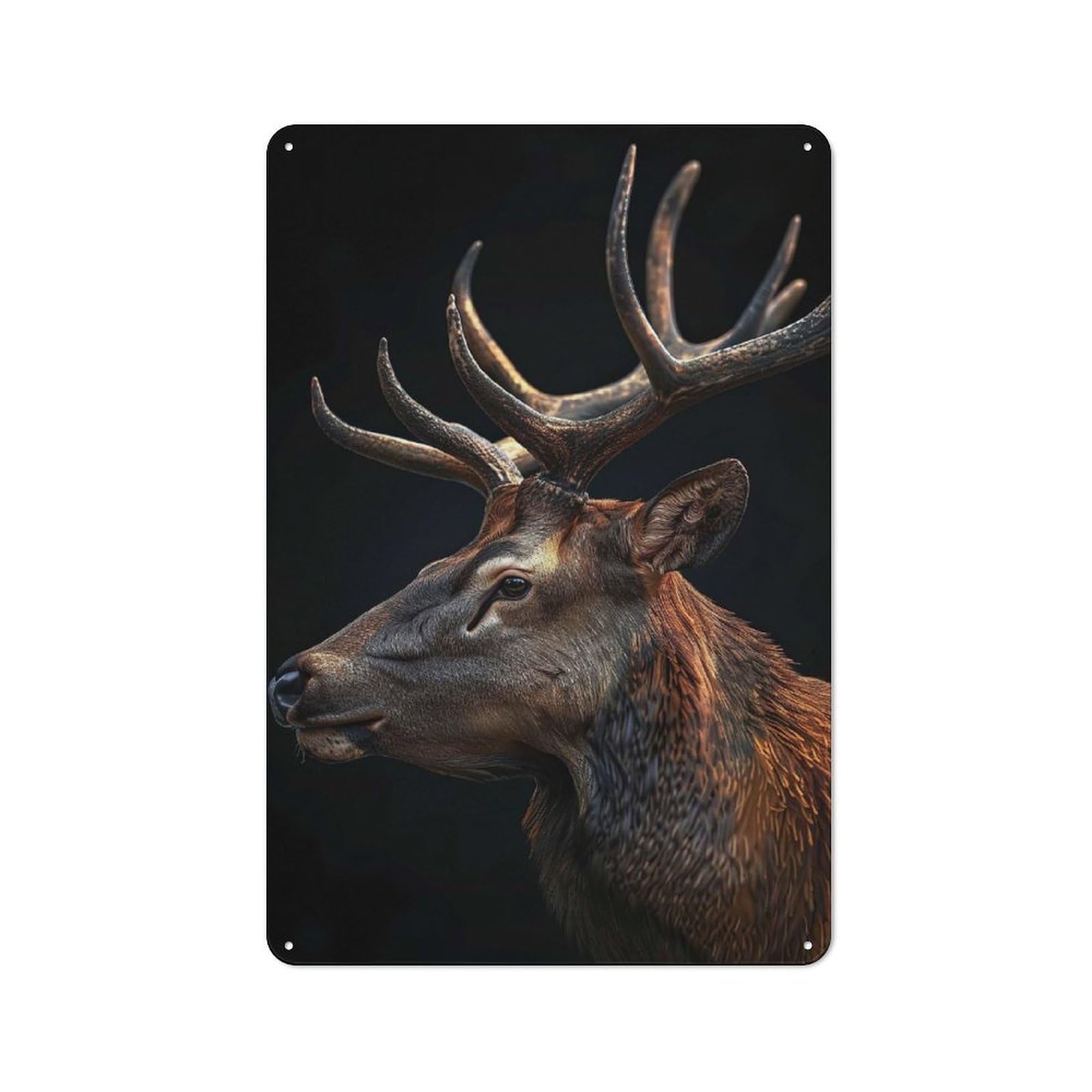 Junmoney Style-6 Rustic Tin Sign 30X20cm Featuring Elk For Living Room Wall, For Room Styling Across Living Rooms And Feature Walls