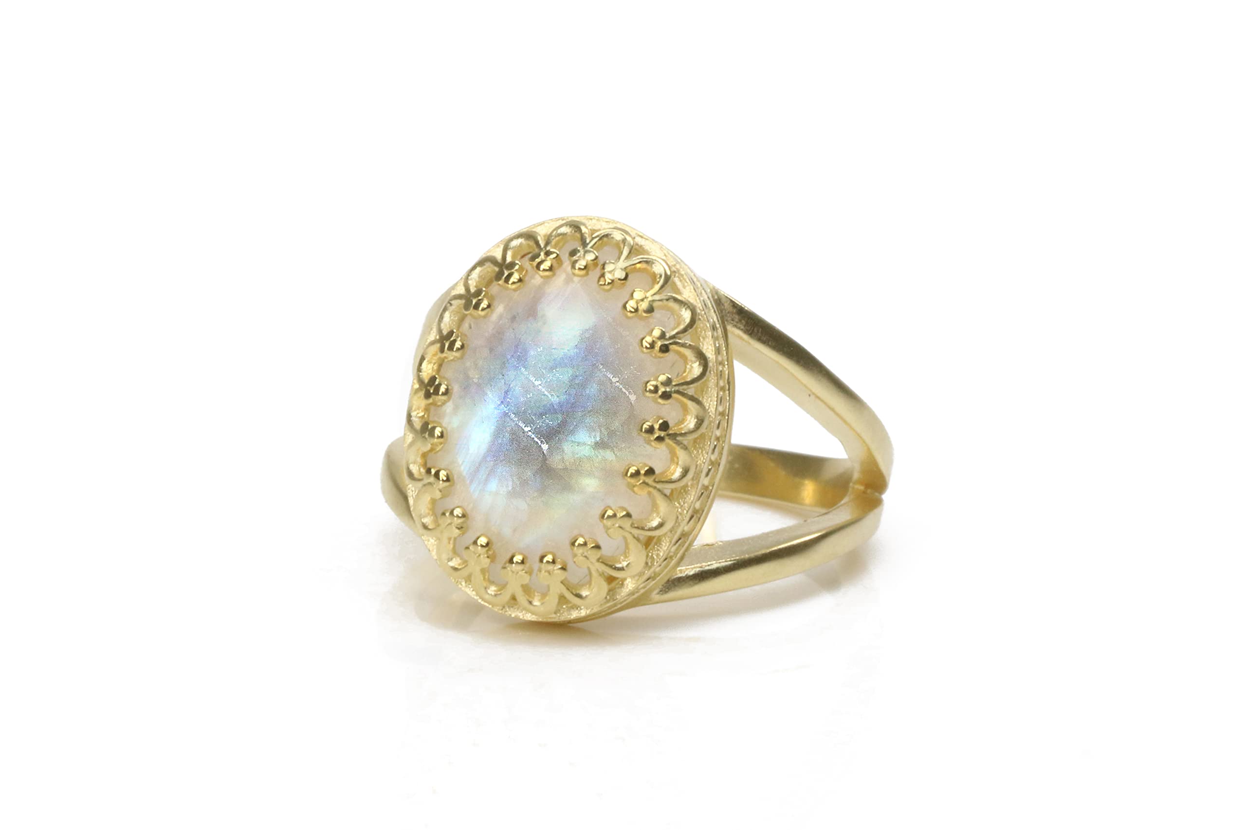 Anemone Schmuck Mondstein Ring - 14k Gold Gefüllt Ring für Frauen - Alle Größen 3 bis 12,5 - Gemacht von Leidenschaftlichen und Erfahrenen Kunsthandwerkern - Handgemacht