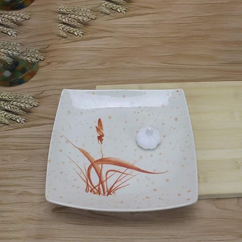 Miniatura 2 de Plato de plástico de melamina Plato cuadrado de comida para cena de 8.5 a 11.5 pulgadas, patrón de flores para cocina y uso doméstico (8.5 pulgadas)