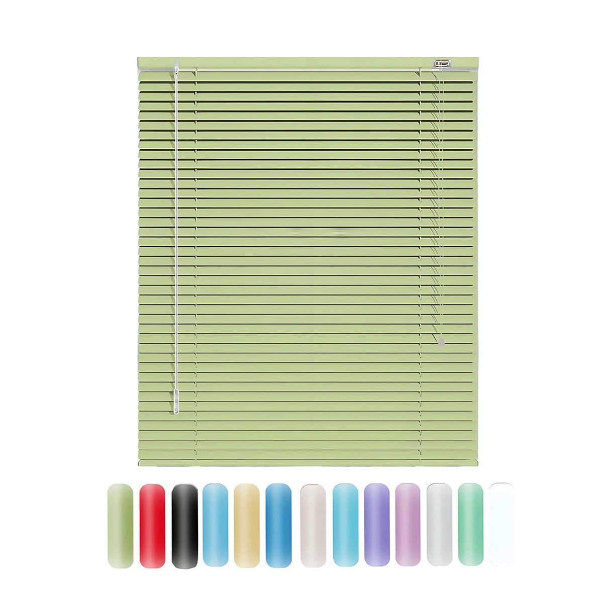 Aluminum Mini Blinds Horizontal Venetian Blind, 25mm Slat Window Shades, Cordless Room Darkening Blinds for Indoor Windows 60cm 75cm 80cm 90cm 110cm 130cm 140cm 150cm 160cm(Fruit green)