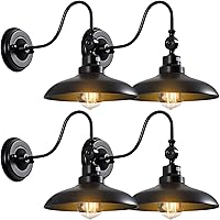 Vista 9 de Luces de pared retro impermeables para exteriores, cuello de cisne ajustable, luz exterior de granero de 9.8 pulgadas, lámpara de pared vintage