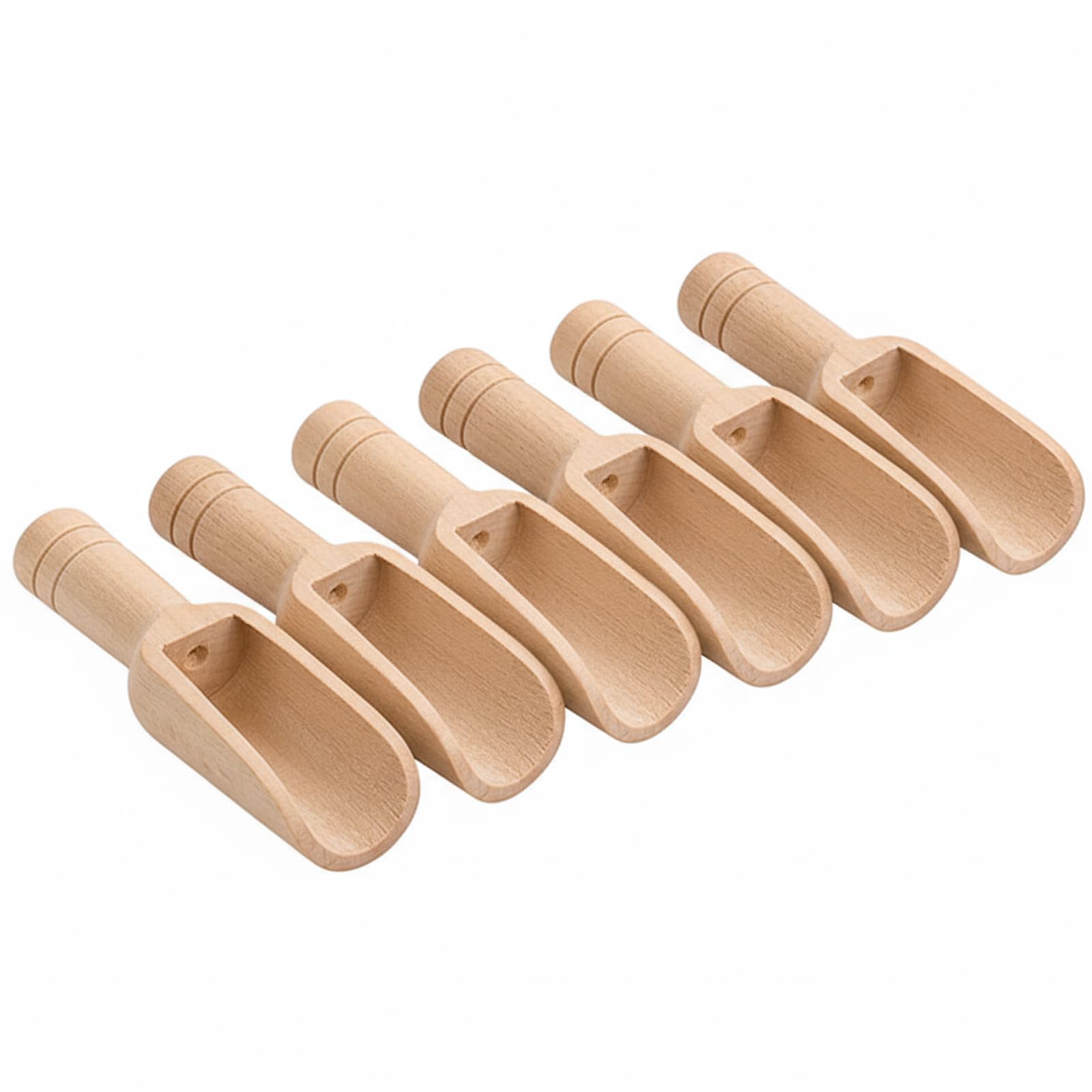 Bemonew Wooden Scoops for Jars Bath Salt Scoop, 6PCS Mini Wooden Spoons Japanese style Scoops for Jars, Salt Tea Milk Powder Coffee Sugar 2.95x0.94 inch