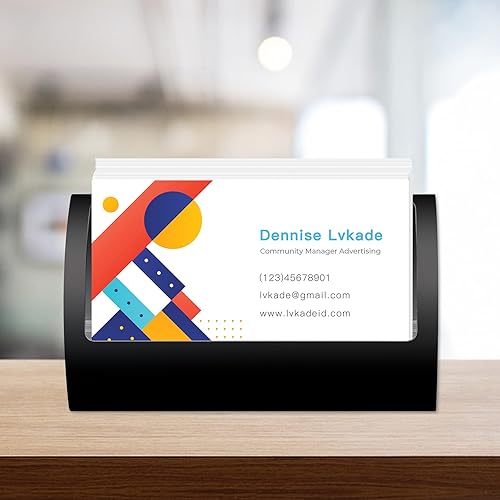 Miniatura 4 de Padike Tarjetero de aluminio  Moderno organizador de escritorio para oficina y hogar, elegante estante para tarjetas de nombre de escritorio (negro)