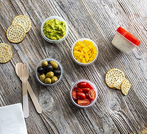 Elegant Disposables (4 Ounce 10 Pack) Twist Cap Containers Clear Bottom With Red Top Screw On Lids Twist Top Food Storage Freezer Reusable Containers #TOP1