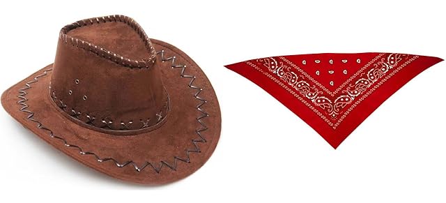 ZZ DISFRAZZES Kit de Disfraz Vaquero Marrón Adulto