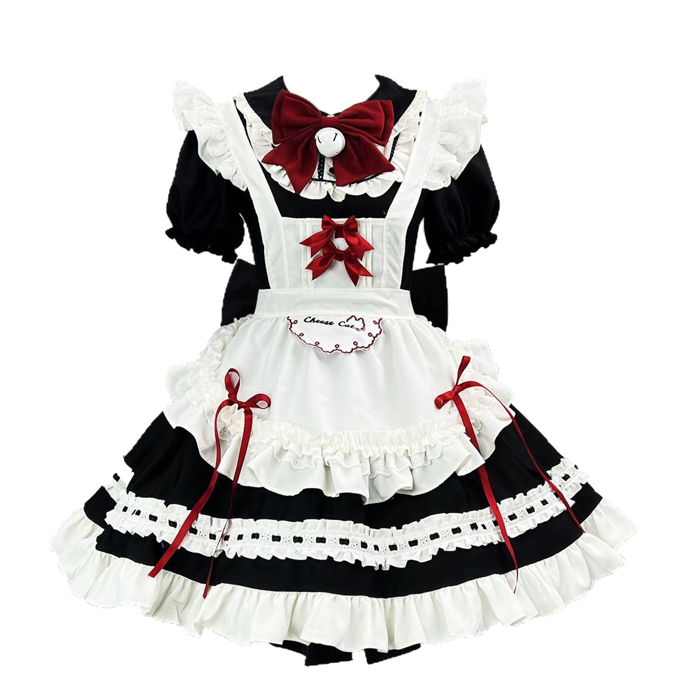 Lolita - Costume da cameriera a maniche corte da donna, con volant, per cosplay, Halloween, bar, scuola, festival, feste