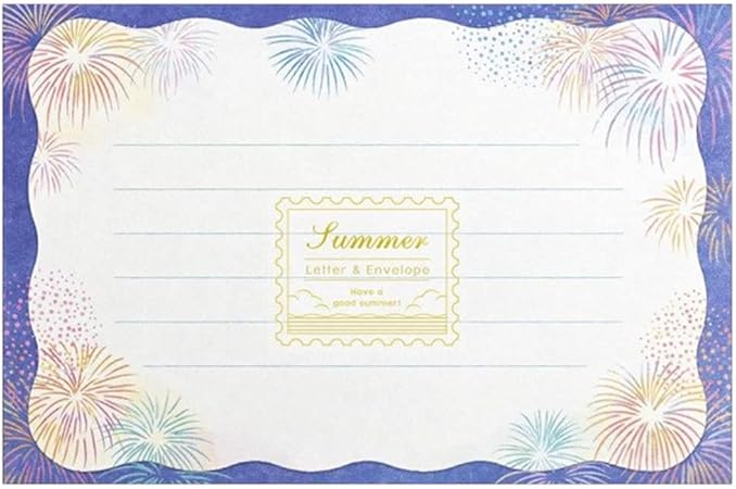 Amazon ミニレターセット 夏柄 サマー 花火 A 5 ダイカット便箋6枚 封筒3枚 奉書紙 Nb エヌビー レターセット 文房具 オフィス用品