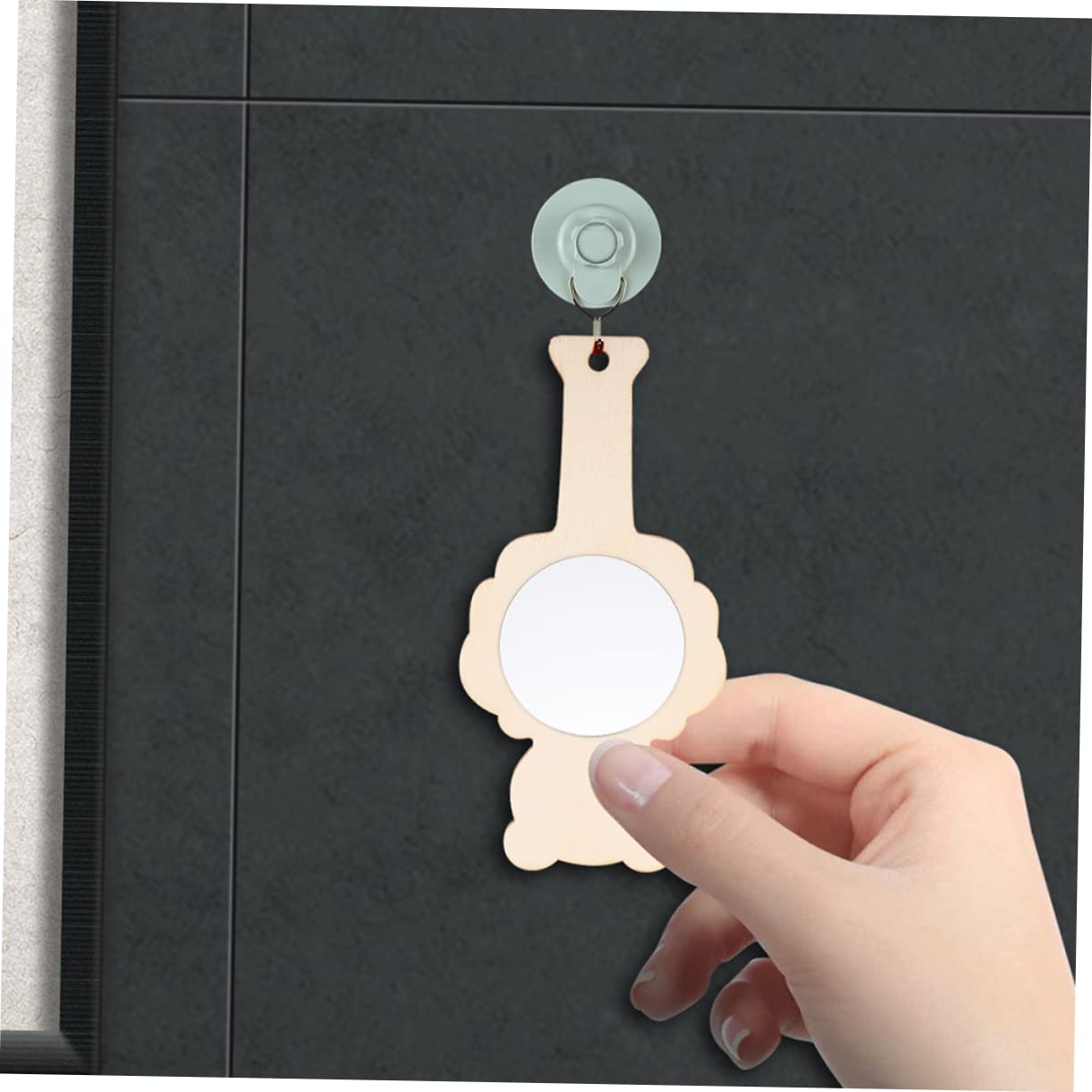 BIUDECO Unpainted Wooden Mirror for Kids DIY Art Craft 5pcs Blank Wooden Mirror Toys