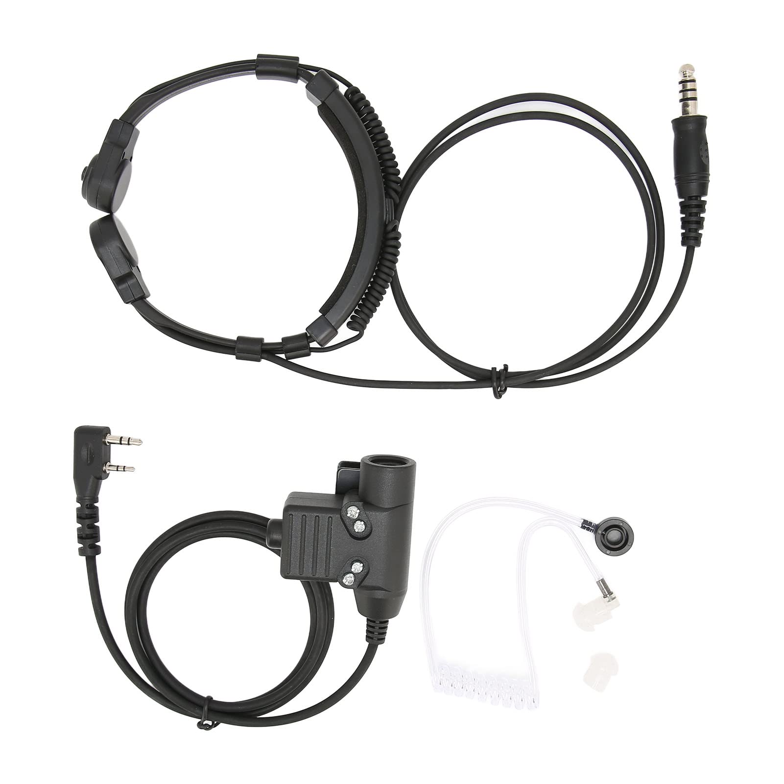 Auriculares Tácticos con Micrófono de Garganta, Auriculares WalkieTalkie de Radio Ajustables con Reducción de Ruido con U94 PTT para TK-3107, para UV-5R BF-888S/WLN KD-C1 Y Otros Walki
