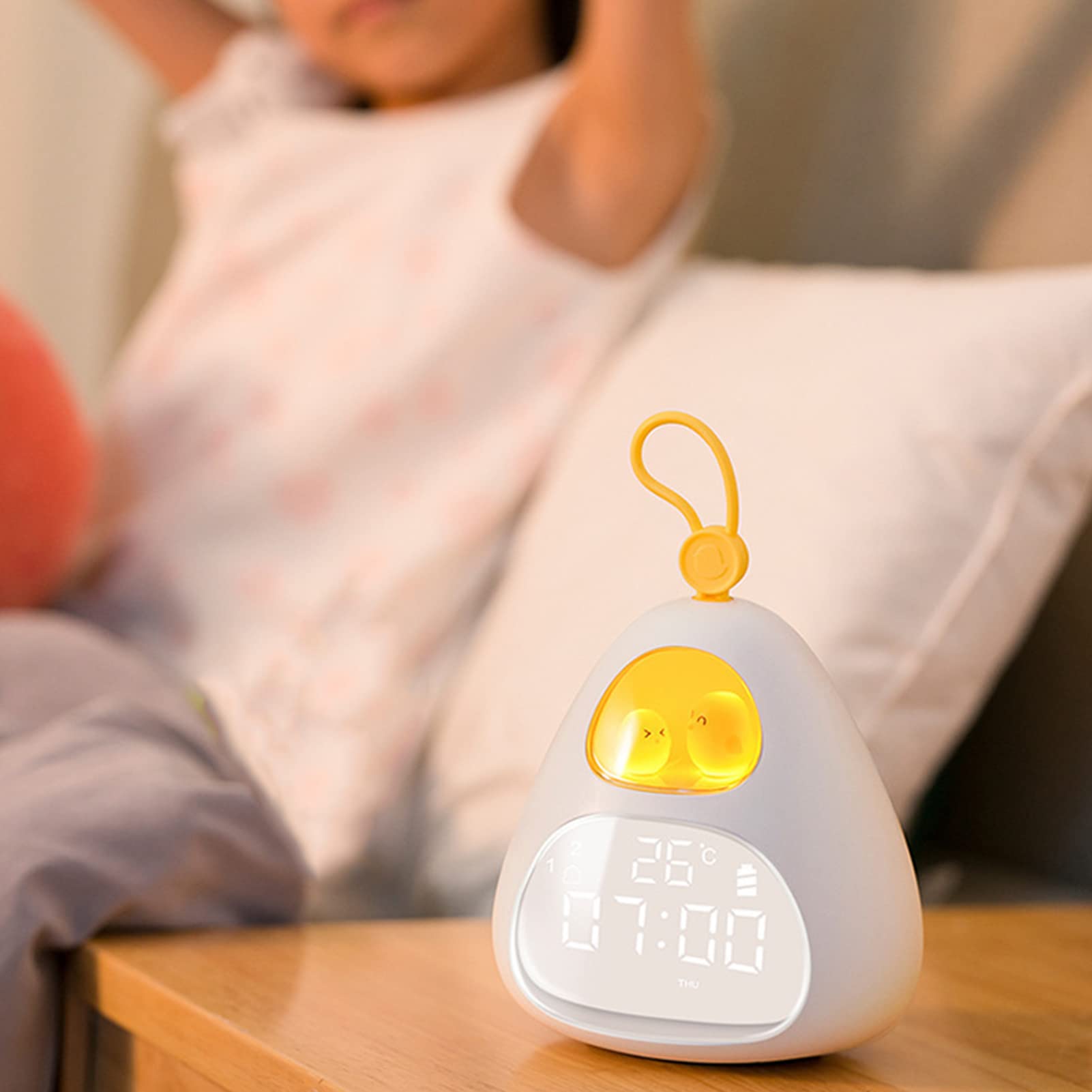 Luz de noche con carga USB para el Día de San Valentín, luz de noche de atenuación de dormitorio de iluminación suave portátil DIY con reloj despertador para niños