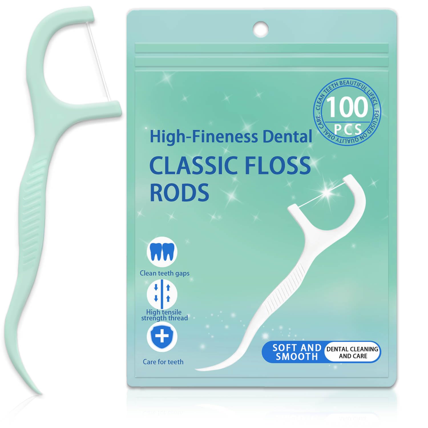 Dental Floss Picks for Teeth Cleaning Dental Flossers for Removes Food and Plaque Fresh Mint Flavor 100 Count