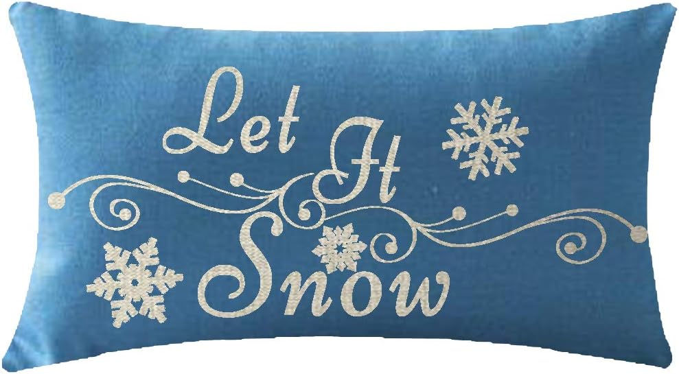 ITFRO Nice Jingle All The Way Cotton Burlap Decorative Square Throw Pillow Case Cushion Cover for Couch Sofa Living Room 18 Inches (Beige & red)