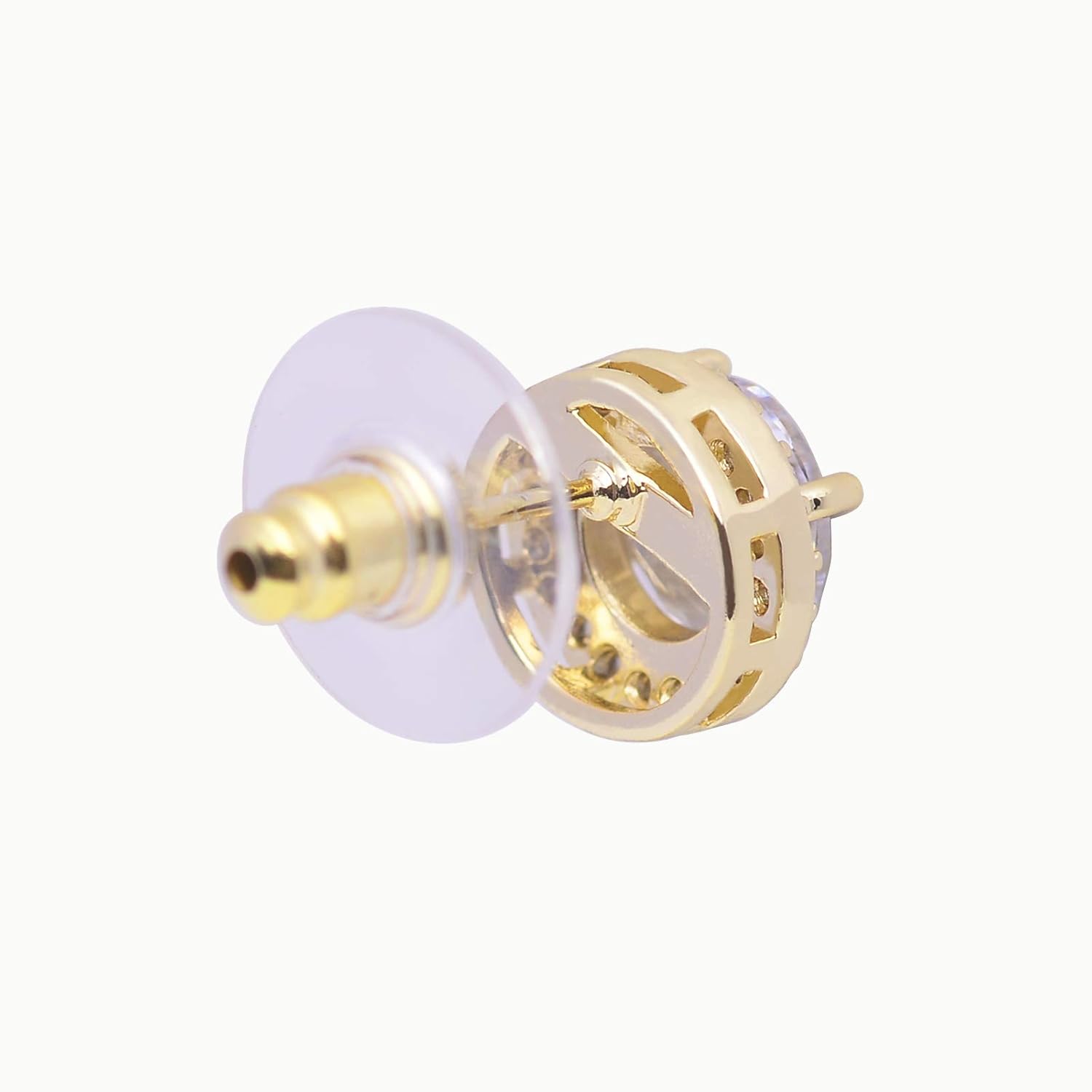 SWEETV Cubic Zirconia Stud Earrings, 8mm Round Cut, Rhinestone Hypoallergenic Earrings for Women & Girls - Image 5