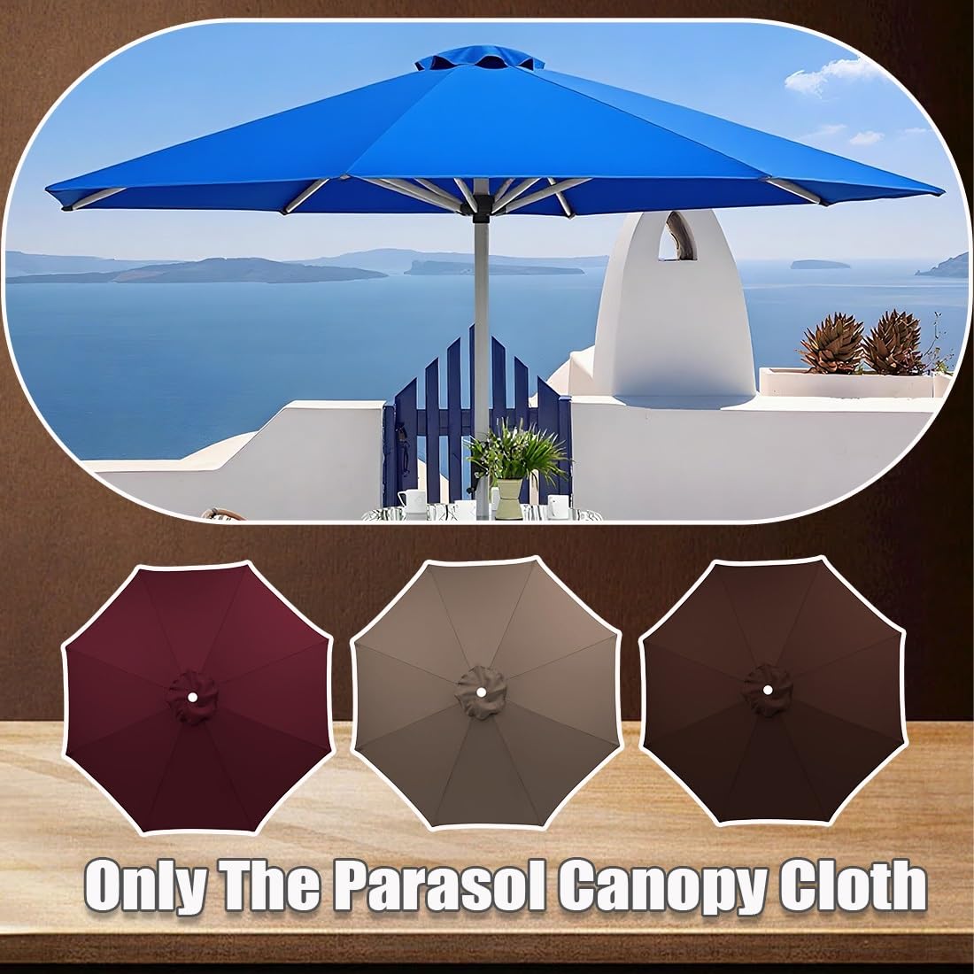Générique Toile de Rechange pour Parasol Déporté Rond 6/8 Baleines, Auvent De Remplacement pour Parapluie de Secours pour Table de Marché, 4.0 m 3.0 m 2.7 m, Grande