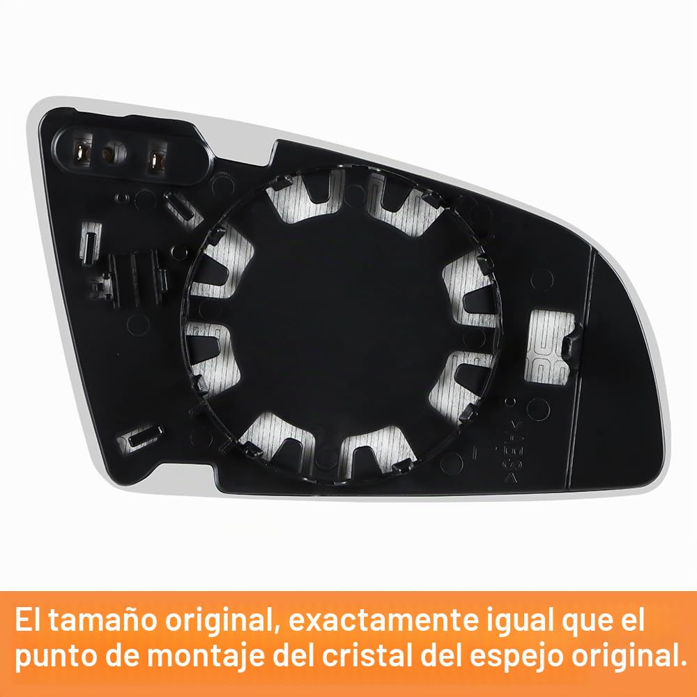 SENZEAL Cristal de Retrovisor Calefactable Lado del Conductor para Audi A3 S3 2003-2008 A4 S4 2000-2009 A6 S6 2004-2008 8E0857535E (Izquierda)