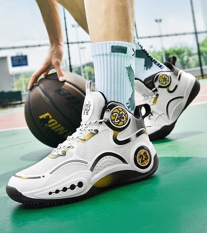 Zapatillas de Baloncesto caña Alta for Hombre, Antideslizantes, Resistentes al Desgaste, con absorción Impactos, Ligeras, for Entrenamiento Deportivo Zapatos para Caminar