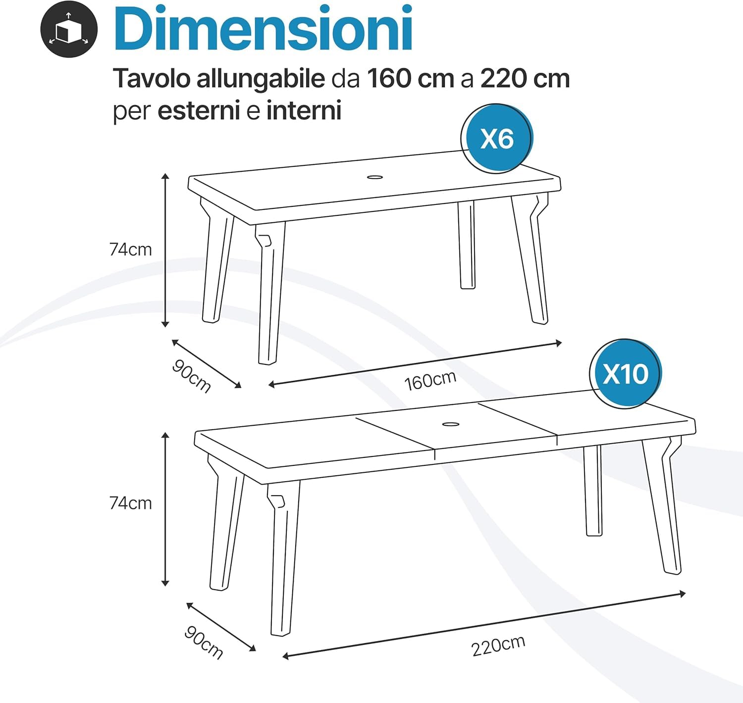 Tomaino Set Tavolo E 6 Sedie Da Giardino In Plastica Allungabile Impilabile Norden Nero