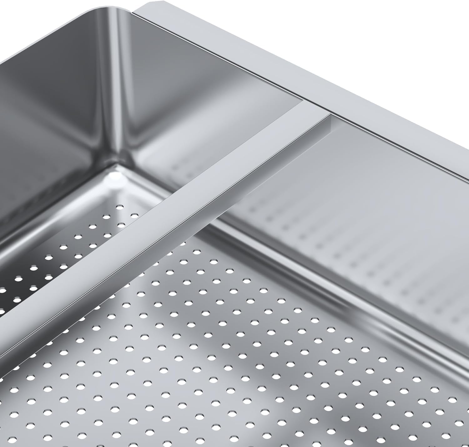 Pre-Rinse Basket with Stainless Steel Slides | Premium Quality Stainless Steel Scrap Basket for Commercial Sinks (23-1/2” x 23-1/2” x 4”)