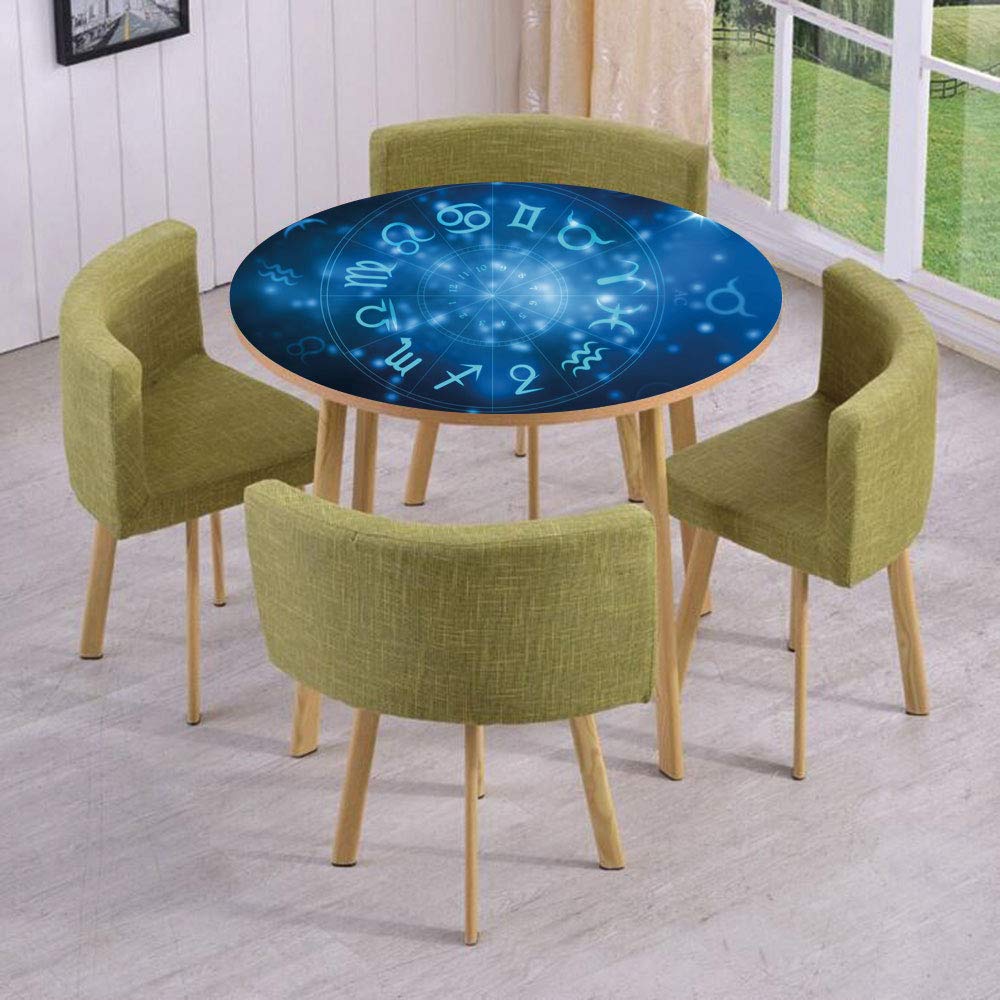 iPrint Round Table/Wall/Floor Decal Strikers/Removable/Abstract Horoscope Wheel with Signs Aquarius Lion Taurus Libra Decorative/for Living Room/Kitchens/Office Decoration