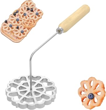 Bunuelos Mold with Handle, Aluminum Rosette Timbale Iron Molds Set, Detachable Bunuelos Cookie Maker Mold, Waffle Molds Funnel Cake Ring Baking Cooking Rosette Cookie Cutter Tool - 4.8 inch