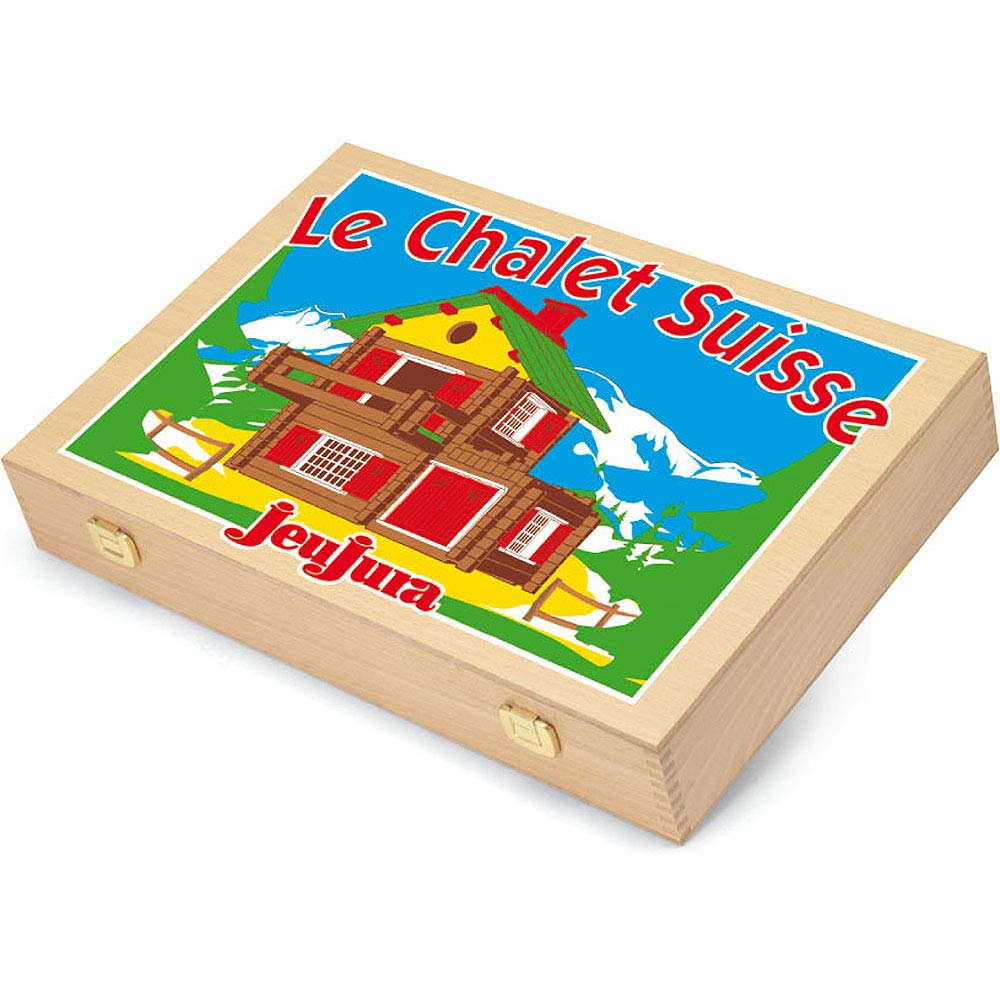 JEUJURA - Chalet en Bois 175 Pièces - Jeu de Construction dès 5 Ans - 8008 | Chalets à Monter et Démonter avec Nombreuses Possibilités de Construction - Créativité et motricité fine - Fabriqué en France