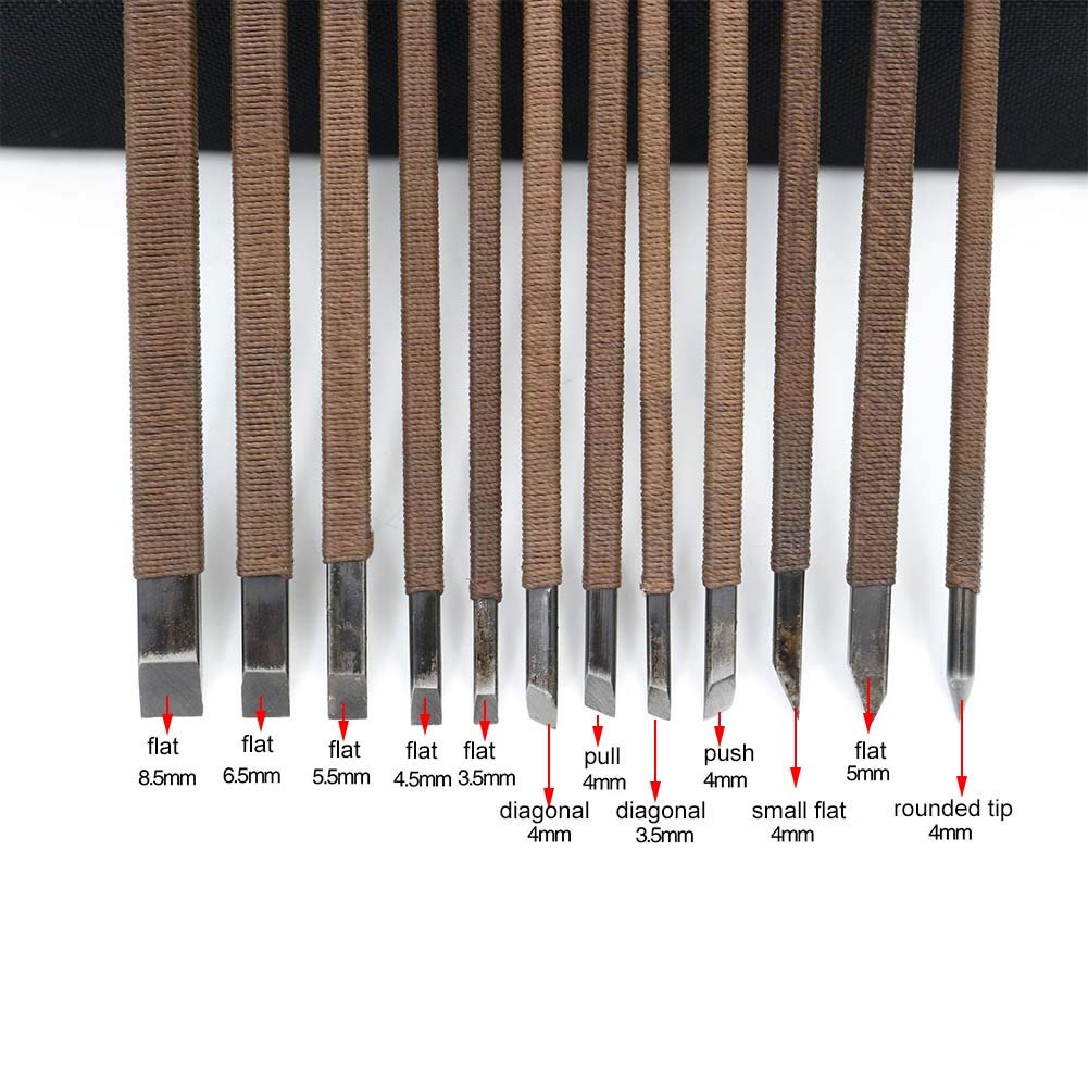 Set di 18 Utensili per Intaglio in Pietra in Acciaio ad Alto Tenore di Carbonio Custodia, Strumenti per Incisione e Intaglio su Pietra per Artigianato e Scultura Professionale