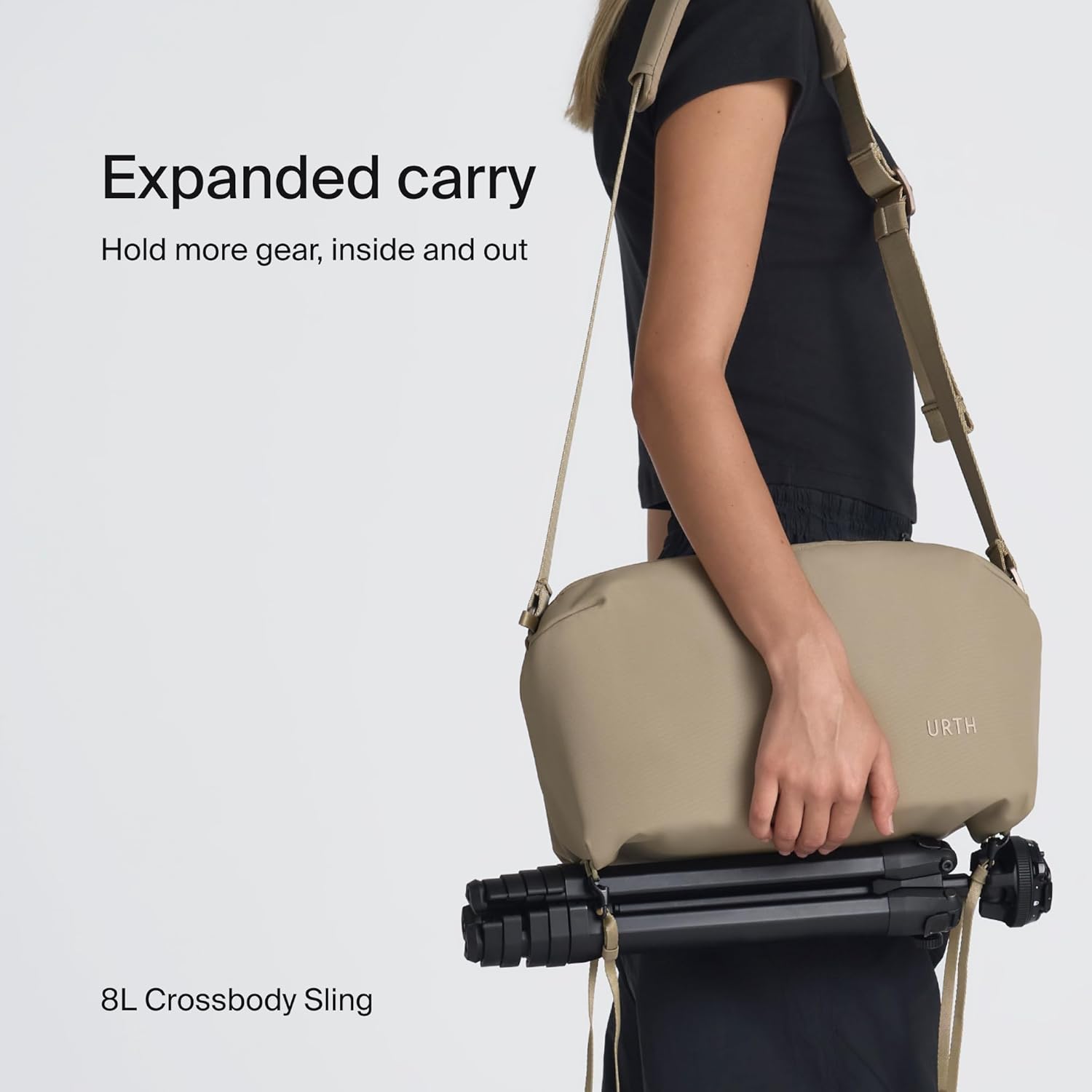 Urth Dolomite 8L Large Crossbody Camera Sling - Water Resistant, Recycled, Multifunction Photography DSLR Everyday Bag (Beige)