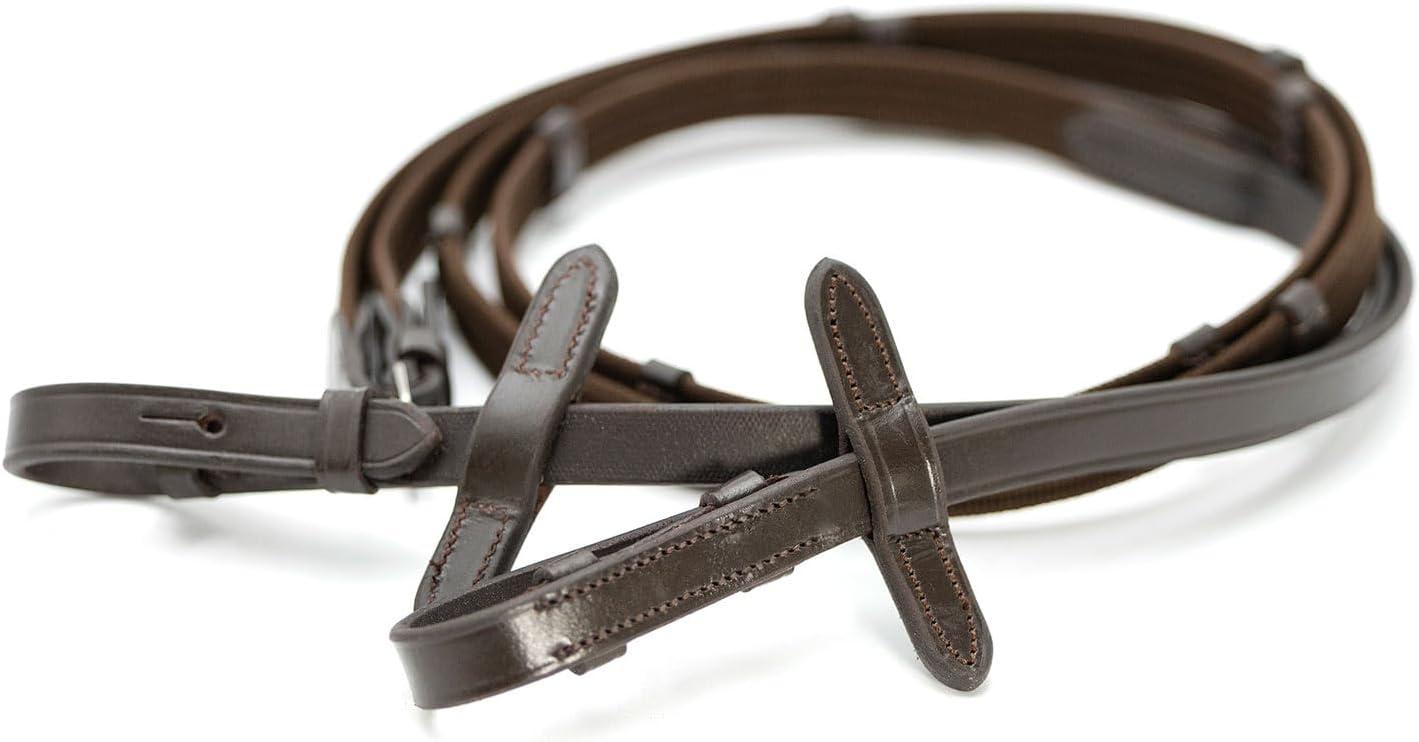 Jeffers Uniquely English Leather Horse Bridle with Reins, Padded Crown, Adjustable Noseband, English Bridle Tack for Hunter, Jumping, Dressage, Riding