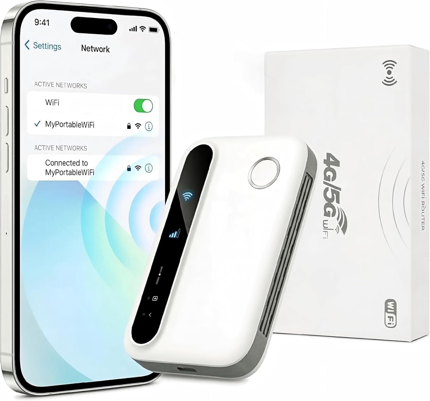 Routeur WiFi Portable 5G WiFi 6, Modem Hotspot Mobile avec Batterie 2100mAh, Jusqu'à 300Mbps, Prend en Charge 20 Appareils, Nano SIM, Écran LED, pour Voyage, Travail Nomade, Camping
