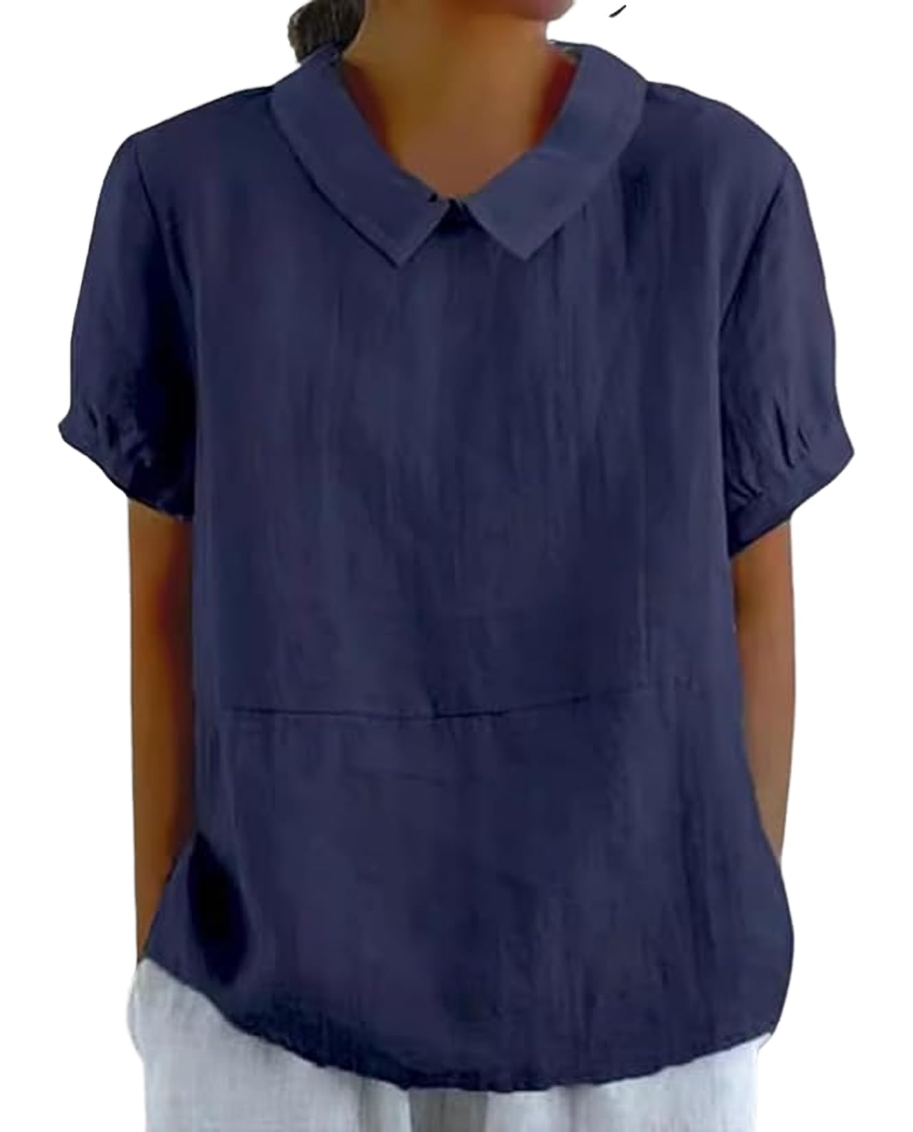 Zhyaj Boho Cotton Shirt for Womens Floral Printed Short Sleeve Summer Linen Shirts Casual Collared Trendy Blouse Tops