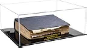 Better Display Cases Acrylic Large Book Display case with Clear Case, Black Base and Custom Name Plate - 18