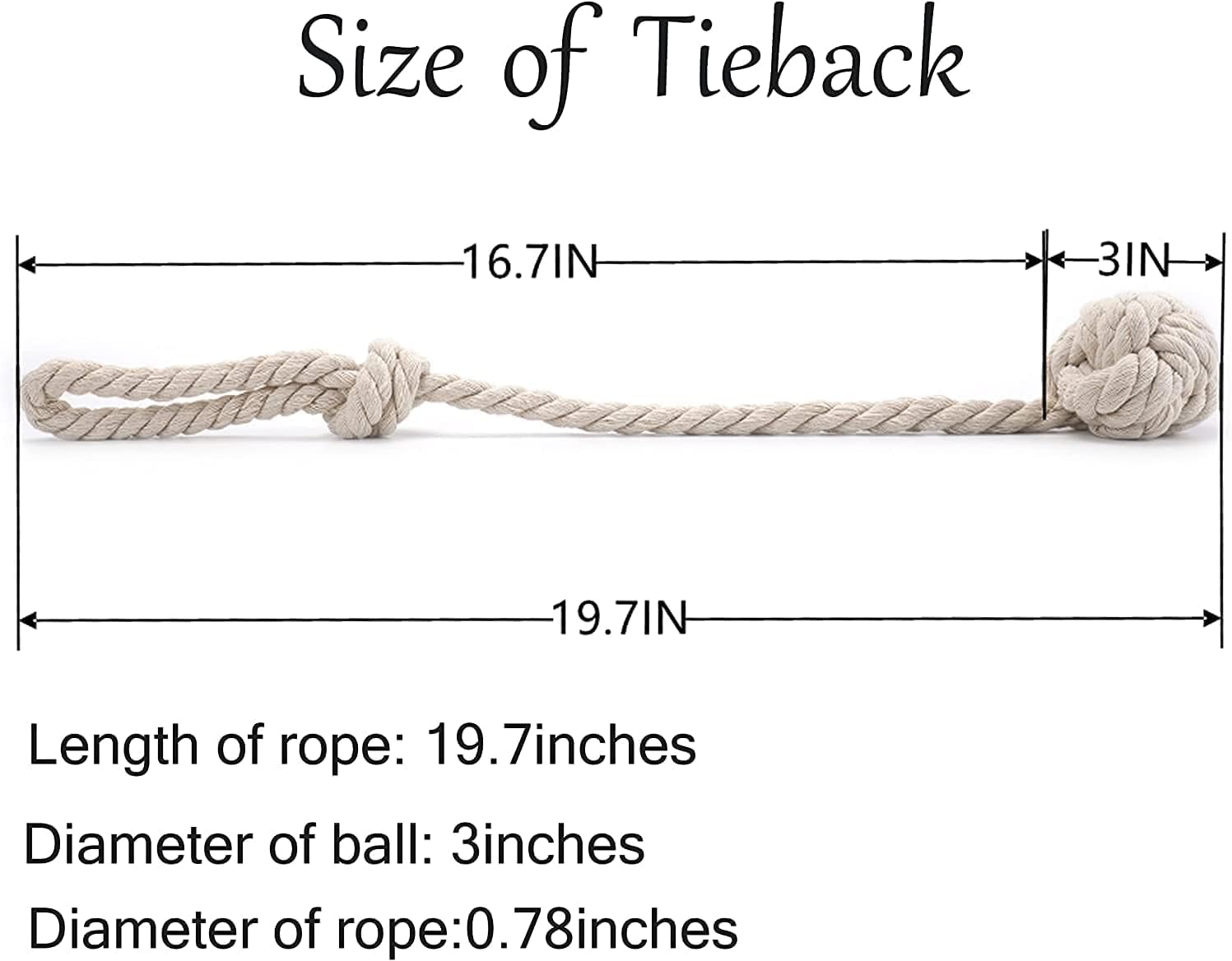 MAKNGRID 6 Pack Rural Curtain Tiebacks, Handmade Curtain Ropes Holdbacks, Natural Cotton Cord Knot Ball Decorative Retro Drapery Tiebacks Tie Band, Beige 1