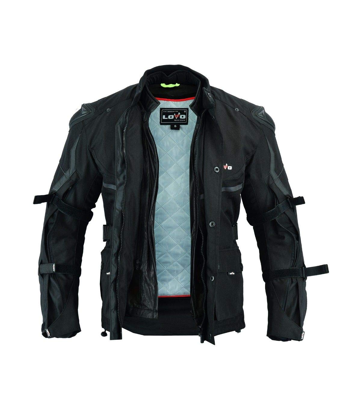 LOVO - Chaqueta Moto Tricapa 4 Estaciones Hombre - Chaqueta Moto Hombre con Protecciones para Todo el Año - Cazadora Moto Hombre de Alta Protección Longitud 3/4 - Ideal para Invierno y Verano