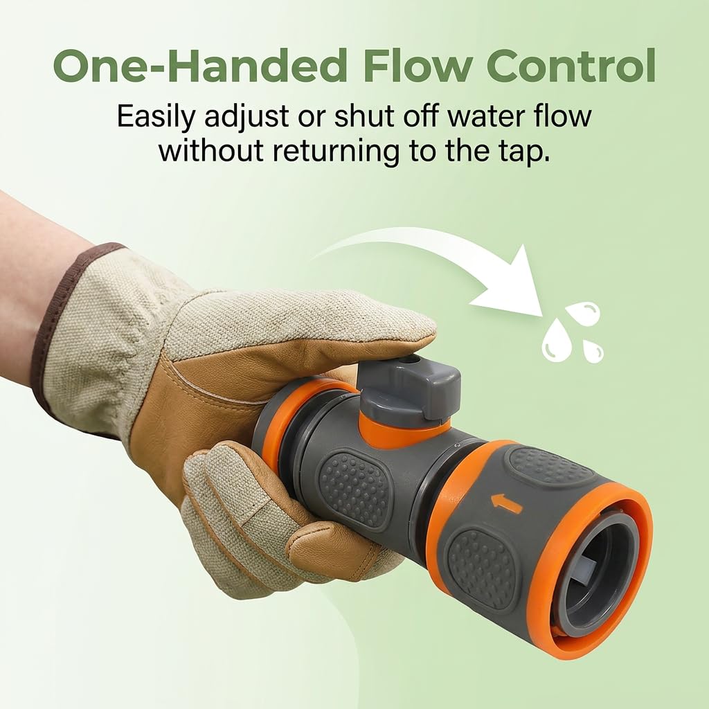 2 Stück Orange Doppel Schlauchkupplung Schlauchverbinder 1/2 Zoll für Gartenschlauch Schnellverbinder Wasserhahn Adapter Absperrventil Bewässerungssystem Schlauchanschluss Gartenbewässerung