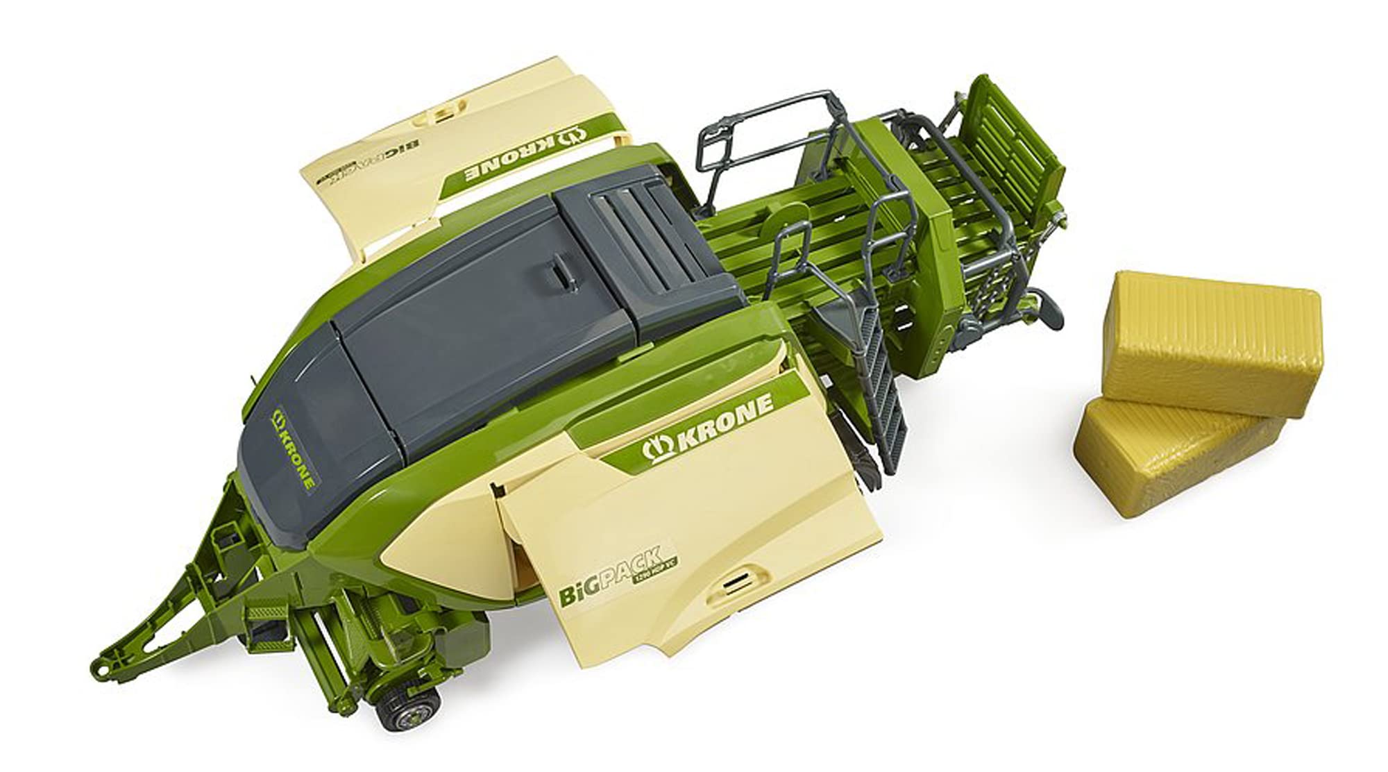 bruder 02033 - Krone Big Pack 1290HDP VC con 2 pacas cuadradas | Empacadoras para agricultura y granja, escala 1:16