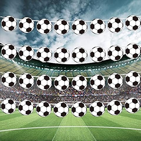 Football Bunting, Football Party Decorations, 32 Pcs Paper Football Form a or some Strings of Football Bunting, Cheer for Football Party and World Cup Football 2022, Suitable for Bars, Home Decor Cover