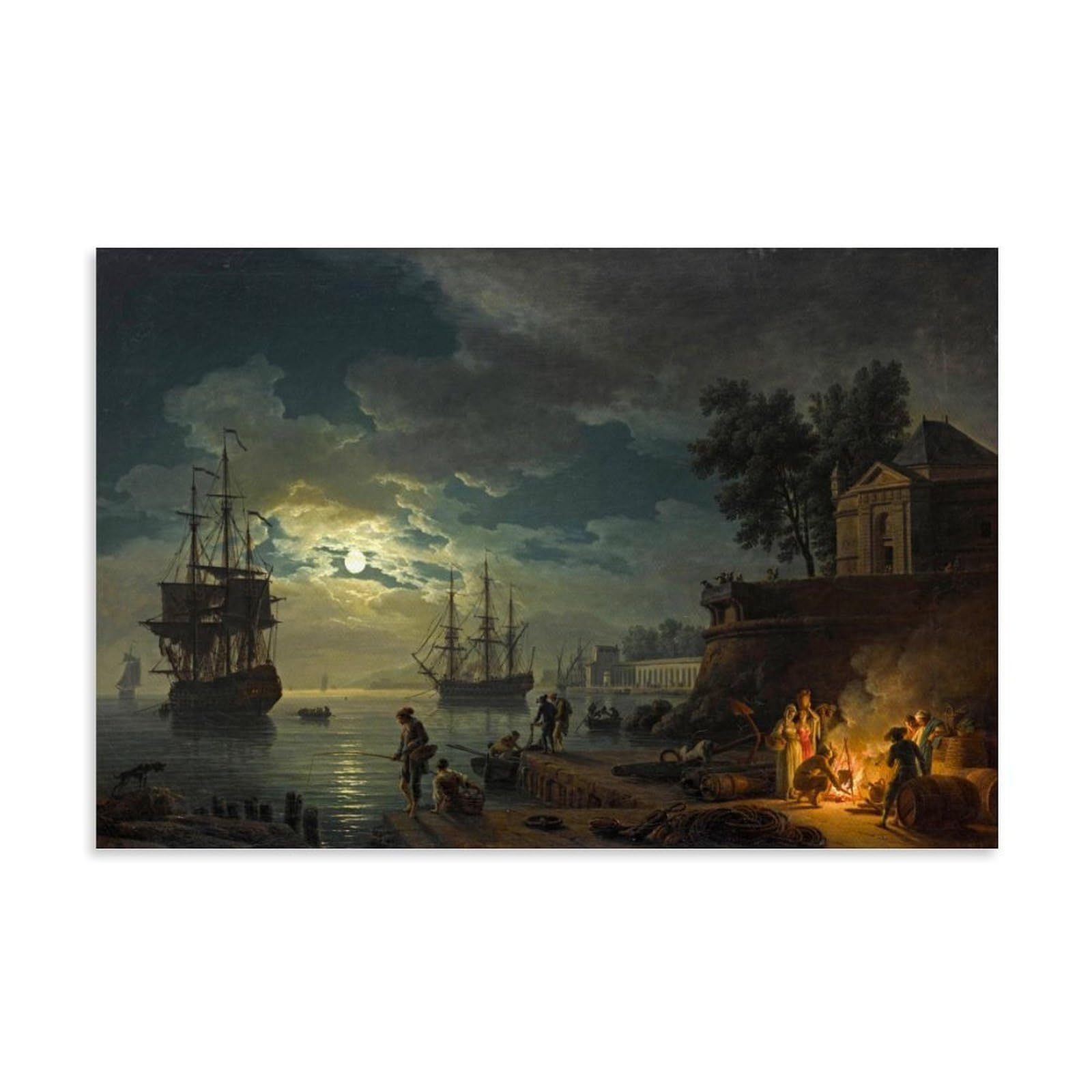 Xuxuecc Unframe Claude Joseph Vernet Wall Art Prints Paintings Poster Seaport By Moonlight Canvas Painting Wall Art Decorative Picture Prints Modern Decor 24X36inch(60X90cm)