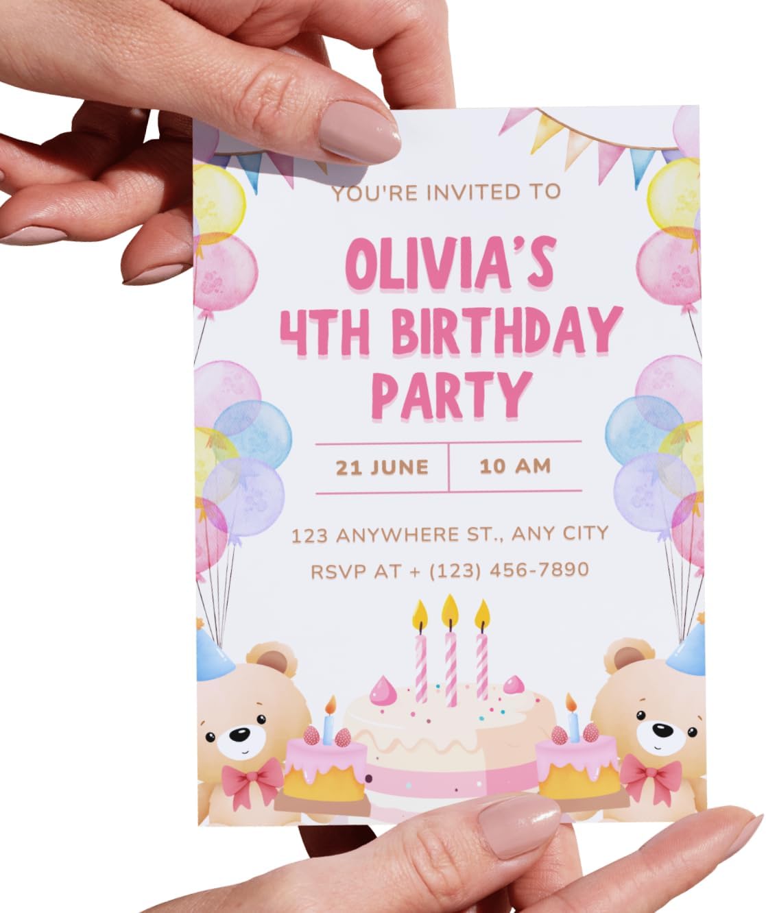 Personalized Kids Birthday Party Invitations - For Boys and Girls with Designs for All Ages - Premium Heavyweight Cardstock or Gloss - Customizable Names & Details - 5x7 Professional Print (Birthday #7)