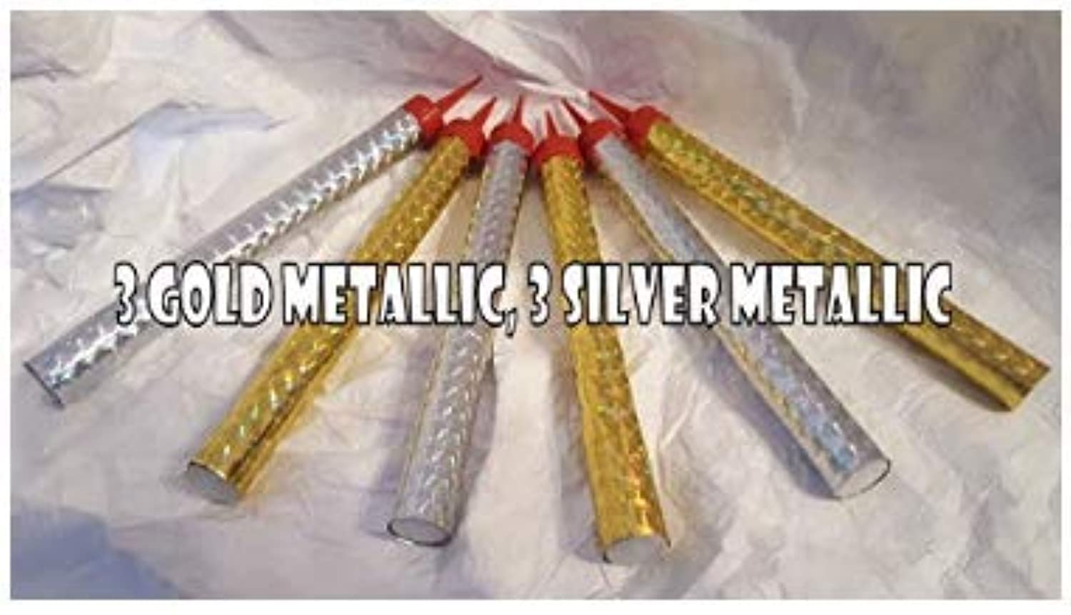 Fountain Spark Birthday Cake Candles - 15cm,3 Pieces Gold and 3 Pieces Silver