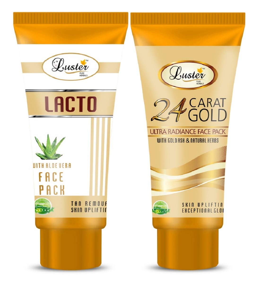 LusterLacto Tan Removal Face Pack & Gold Ultra Radiance Face Pack (Paraben & Sulfate Free) Pack of 2-60ml each