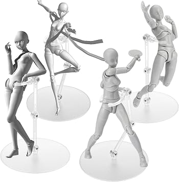20 PCS Action Figure Display Stand, Assembly Action Figure Display Holder Base with 2pcs Screwdriver, Clear Action Figure Stand Doll Accessories Compatible with Gundam Hg/Rg 1/144 (Round)