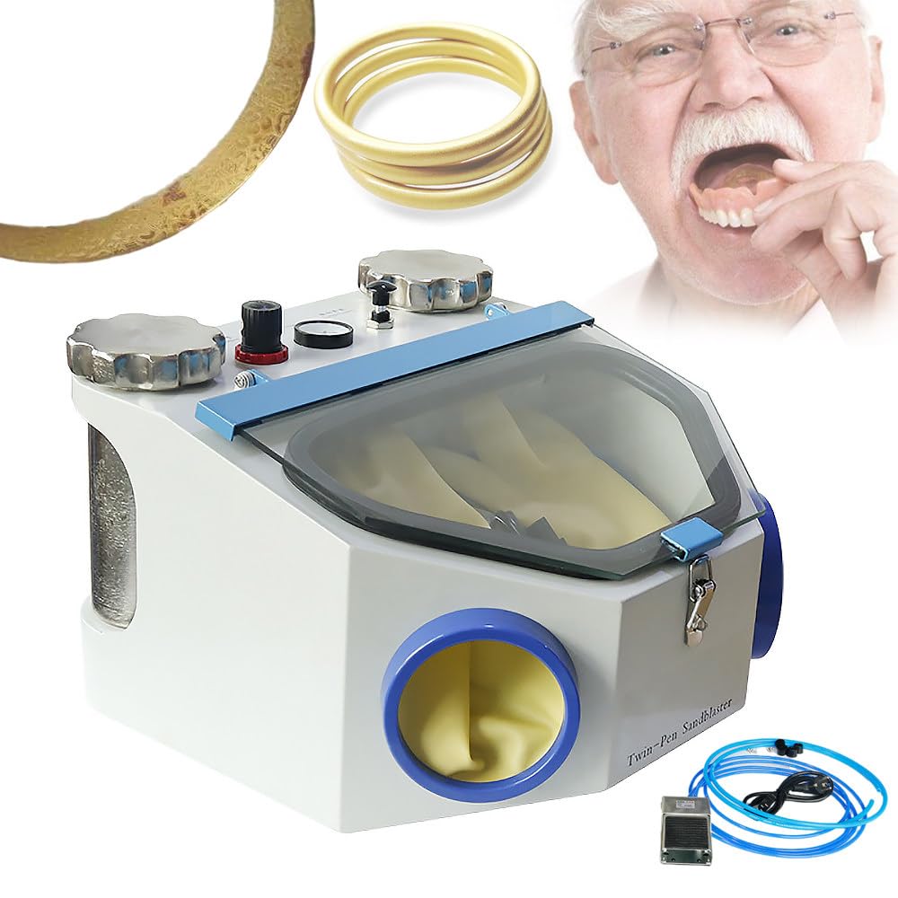 Chorreadora de Arena para pulir con Boquilla Doble, Chorreadora de Arena de Laboratorio para pulir Superficies Exteriores de Metal o con Efecto Esmerilado