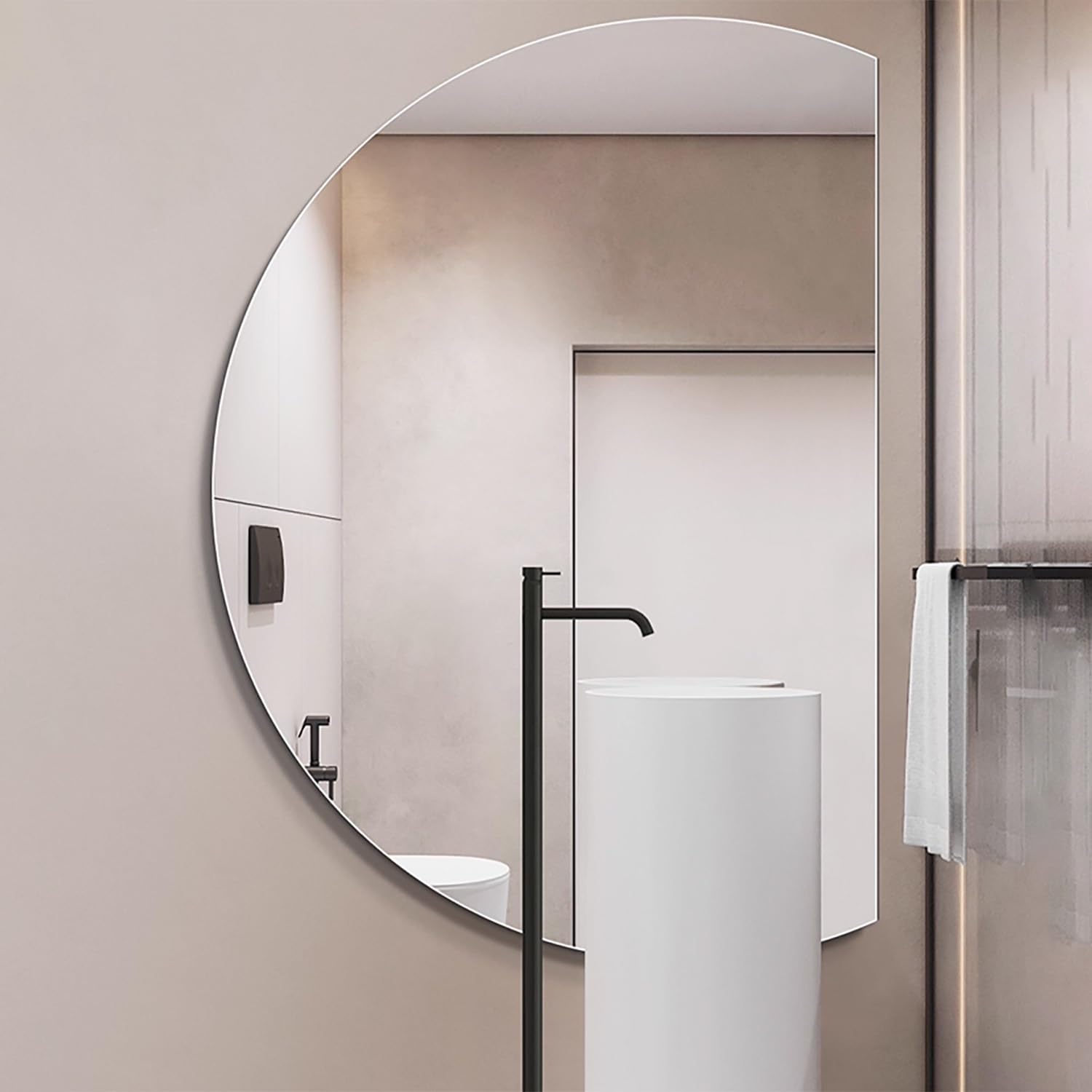 Ściemnialne nowoczesne lustro łazienkowe przeciwmgielne 119 cm półokrągłe lustro LED z przełącznikiem dotykowym 3 kolory podświetlane dla stylowej dekoracji toaletki