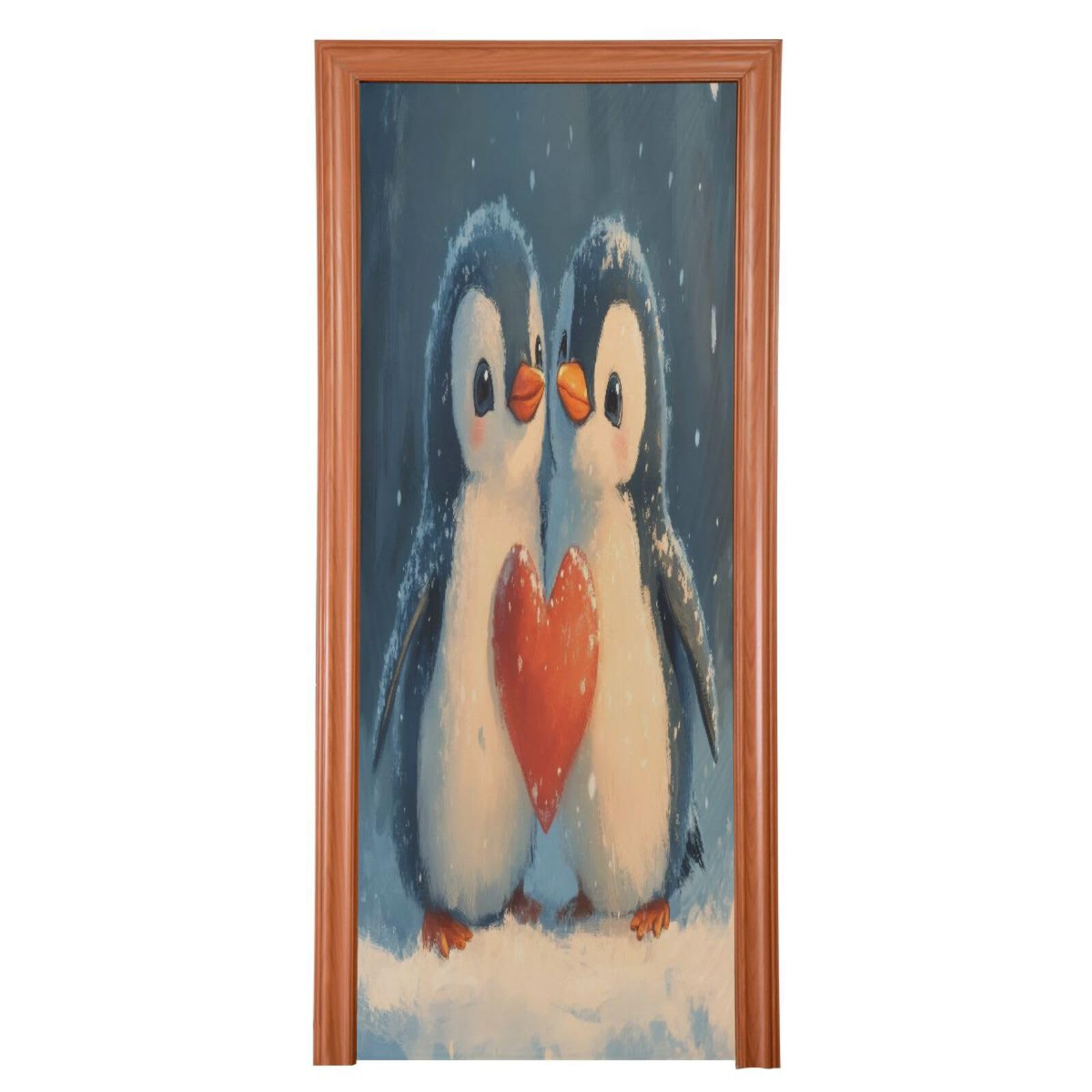 FLildon Valentine's Penguins Door Cover Decoration, Party Accessory Porch Decor for Festive Ornament Room Door Covers 36 x 98 Inch