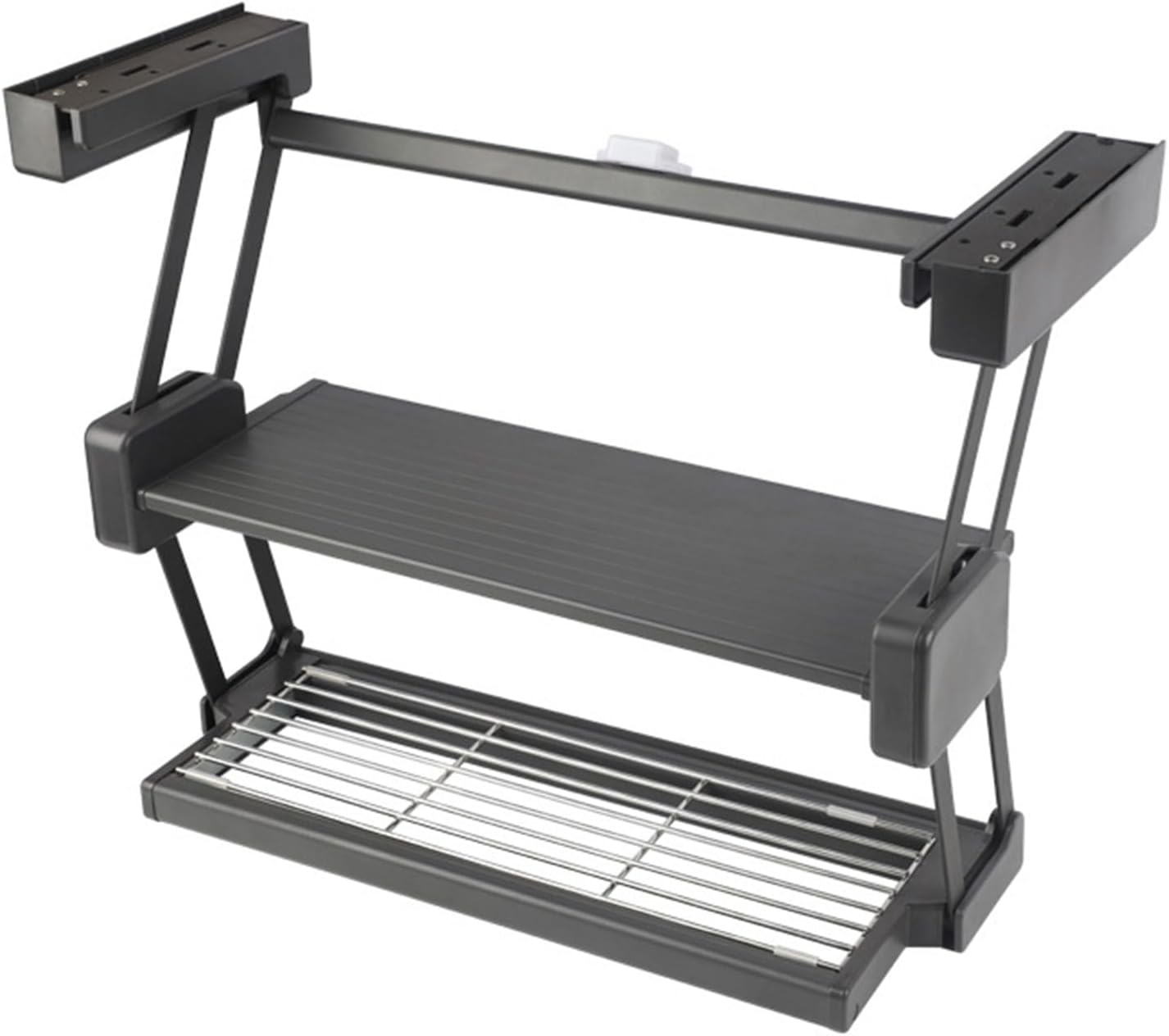 AIZYR Foldable Pull-Down Dish Rack, Cabinet Organizer Wall Cabinet Storage Rack Hanging Shelf for Kitchen,Pantry,Laundry Room,Black,900mm