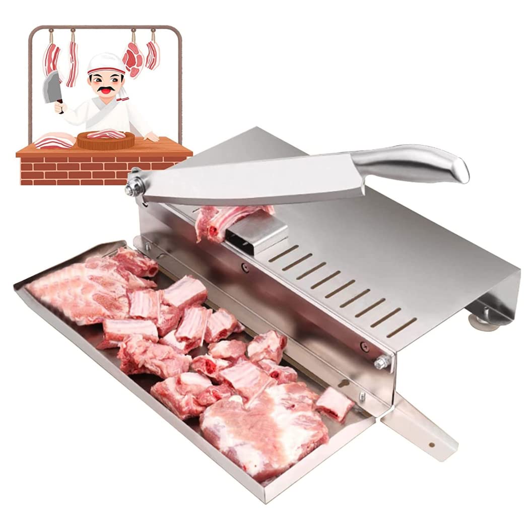 Affettatrice Professionale per Carne con Sega per Ossa, Taglierina in Acciaio Inossidabile Resistente per Carne, Verdure E Ossa Congelate per Chef Casalinghi E Appassionati di Cucina, M
