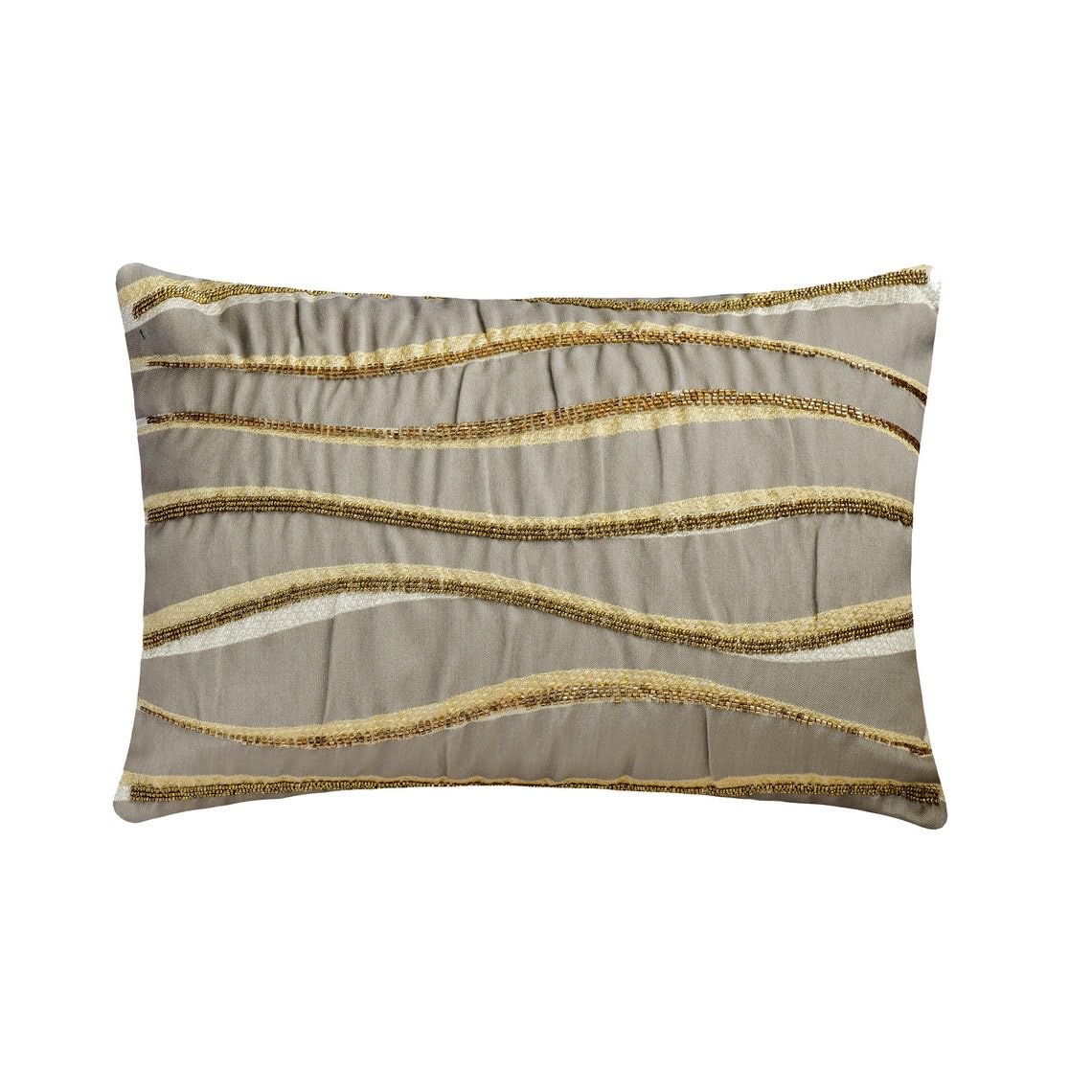 The HomeCentric Handmade Grey 30x40 cm (12"x16") Lumbar Cushion Covers, Silk Beaded Jacquard Lumbar Cushion Covers, Abstract Pattern Modern Style - Flowing โ image 1